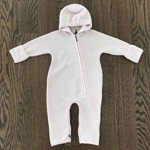 Moncler 9-12M Pink Hooded Fleece One Piece